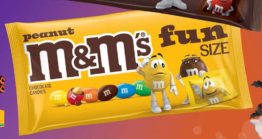 M&M's Peanut Fun Size Chocolate Candies 10.57 oz bag with 16 fun size pouches of peanut M&M's