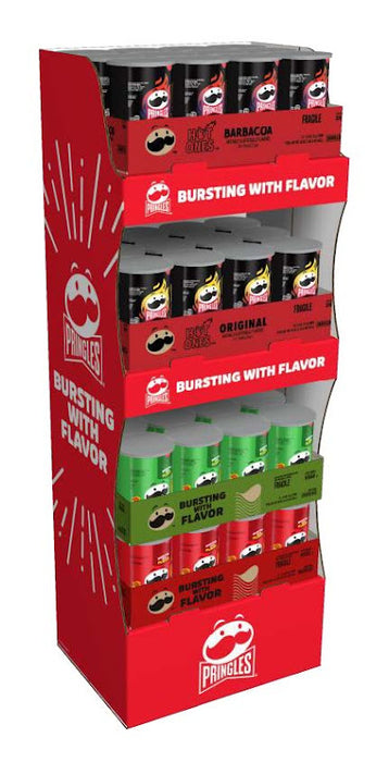 Pringles Hot Ones The Last Dab Triple X Flavor Potato Crisps can with fiery branding and spicy flavor design