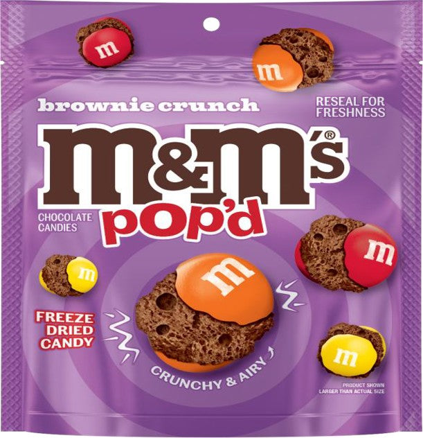 M&M's Popp'd Brownie Chocolate Snack 5.5 oz bag with brownie-flavored poppable candies