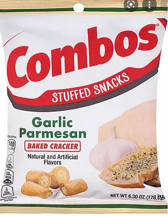 Combos Garlic Parmesan Pretzel Snacks 6.3 oz bag with bold garlic and parmesan cheese flavor