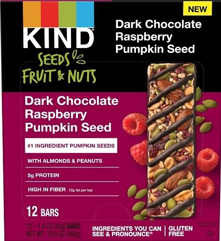 Kind Raspberry Chocolate Pumpkin Bar 1.4oz Seeds Bars 12ct