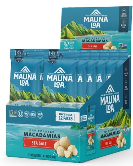 Mauna Loa Sea Salt Macadamia Nuts 1 oz single-serve snack bag with Hawaiian macadamias and sea salt seasoning