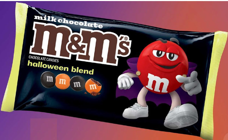 M&M's Peanut Halloween Blend Candy in festive seasonal colors with roasted peanuts and milk chocolate, 12ct