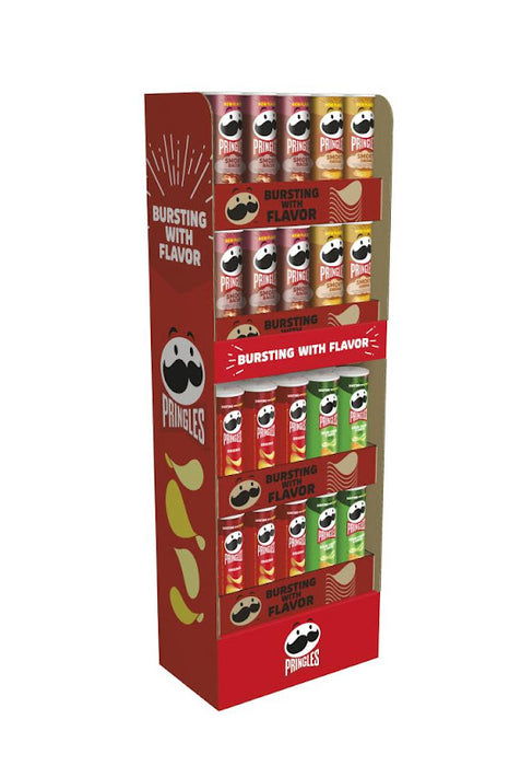 Pringles Smokey Bacon Potato Crisps canister with bold smoky flavor branding, stackable crisps inside