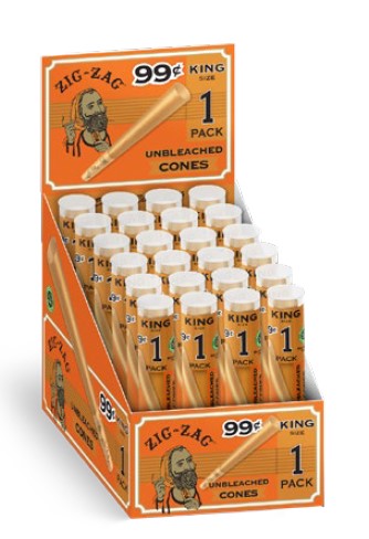 Zig Zag Pre Rolled Cones Unbleached King Size (Pack of 24)