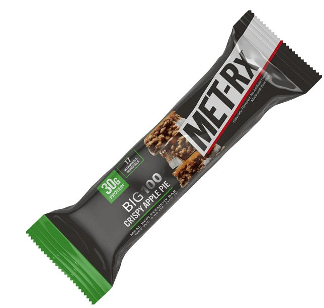 Met-Rx Mint Crispy Apple Pie Protein Bar with crispy texture and apple pie flavor, 9-count box