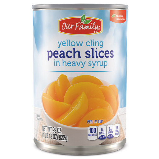 Yellow Cling Peaches in Juice 29 oz can front packaging