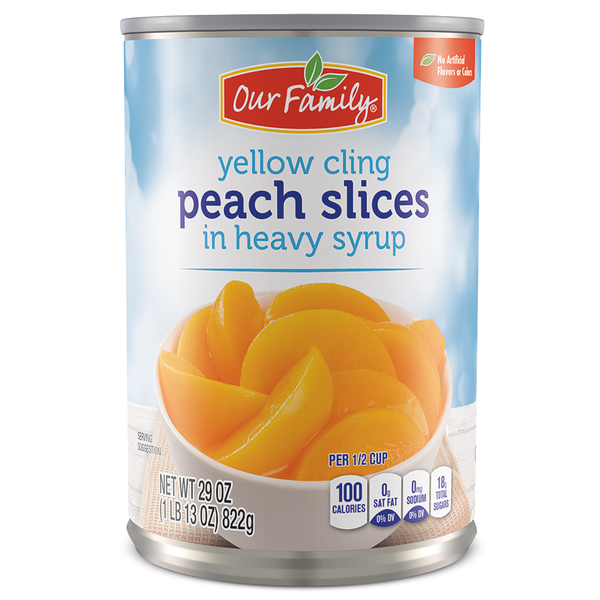 Yellow Cling Peaches in Juice 29 oz can front packaging