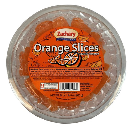 Zachary Orange Slices candy tub bulk wholesale display front packaging