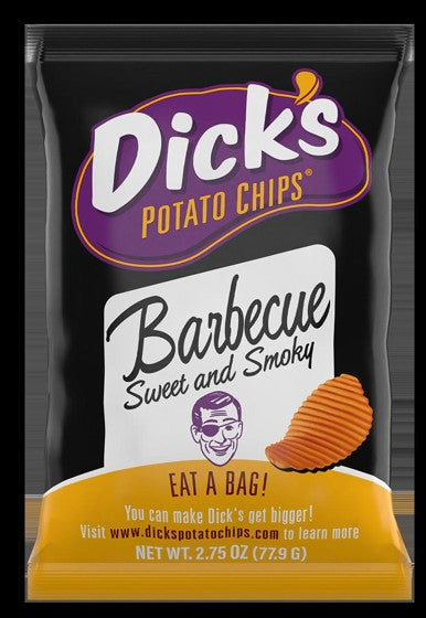 Dick's Chips BBQ Potato Chips 2.75 oz single-serve bag with bold barbecue seasoning