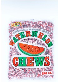 Albert's Fruit Chews Watermelon 21.1 oz bag with 240 individually wrapped chewy watermelon candies