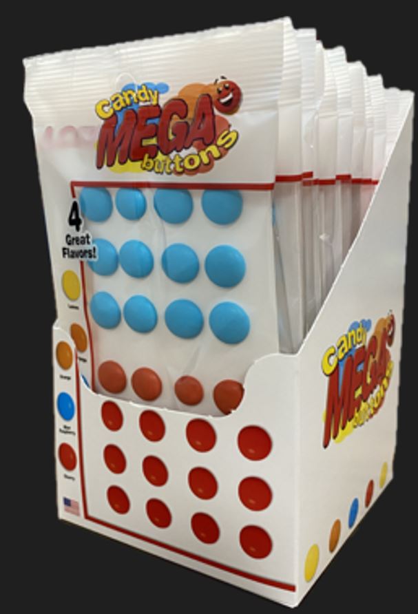 Mega Candy Buttons .75 Peg Bags Boxes 12ct