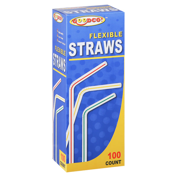 Straws Flex 7 Inch Asst Color Stripe Box 100ct