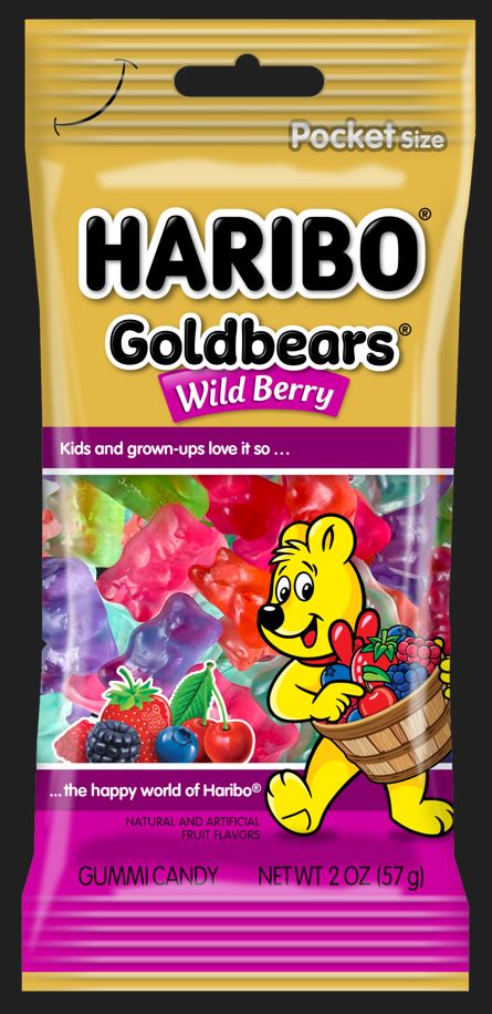 Haribo Pocket Gold Bear Wild Berry Peg Bags Boxes 2 oz 12ct