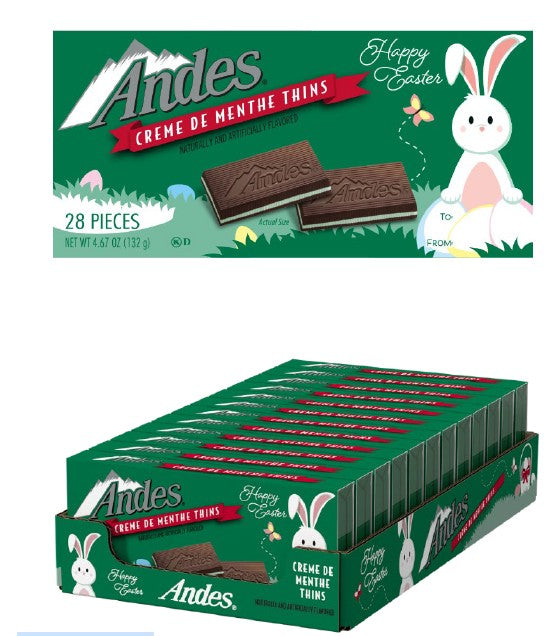 Andes Crème de Menthe Chocolate Mints, 28 individually wrapped green foil mint-chocolate pieces