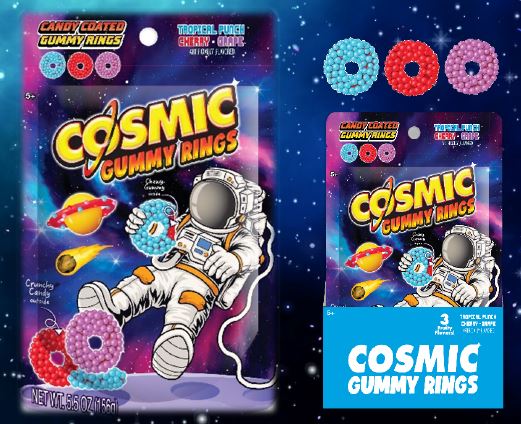 Cosmic Candy Coated Gummy Rings Peg Bag 5.5 oz