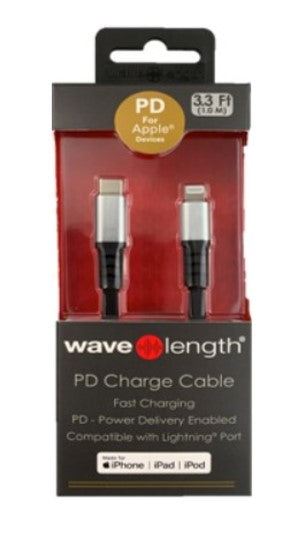 iPhone PD USB-C to Lightning fast charge cable, 3 feet long, white connector tip