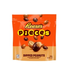 Reese's Pieces Dipped Peanuts 7.6 oz bag with peanut butter candy-coated whole peanuts
