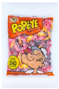 Popeye Chews Candy 21.1 oz bag with 240 individually wrapped chewy fruit-flavored candy pieces