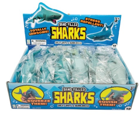 Raymond Geddes Sand Filled Shark Toys 12-Pack Wholesale