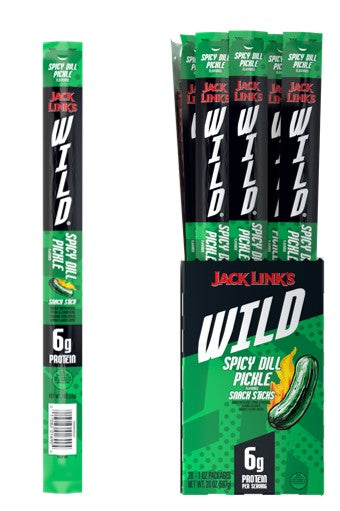 Jack Link's Wild Stick Spicy Dill Pickle 1 oz individually wrapped meat stick front packaging