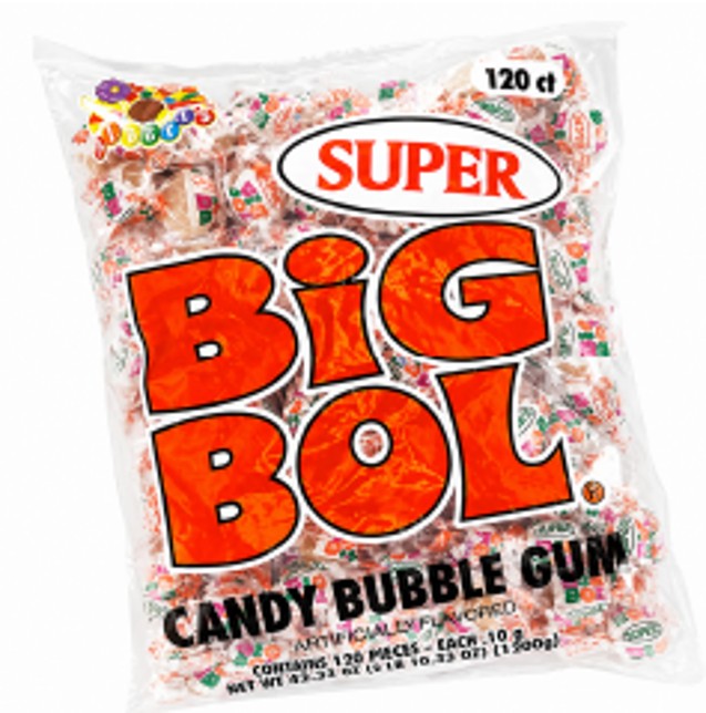 Albert's Super Big Bol Bubble Gum bag containing 120 oversized fruity gumballs