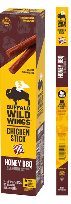 Slim Jim Giant Chik'n Strips Honey BBQ individually packaged meat snack with bold sweet and smoky flavor