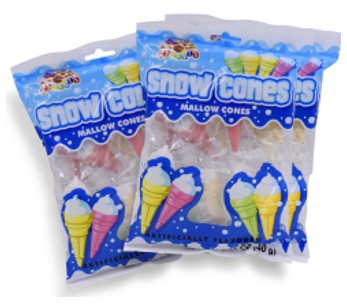 Albert Snow Marshmallow Cones 1.13 oz — soft marshmallow candy in a crisp cone shape
