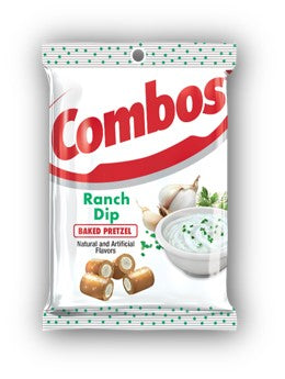 Combos Ranch Dip Baked Pretzel Stuffed Snacks 6.3oz Bag 12-Pack Wholesale