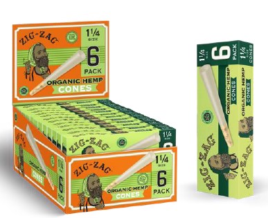 Zig Zag Pre Rolled Cones 1-1/4 Hemp Packs 24 Pack