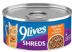 9Lives Turkey Wet Cat Food in a 5.5 oz pull-tab can with turkey flavor label