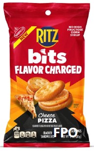Ritz Bits Cheese Pizza Sandwich Crackers peg bag with bold cheese pizza flavor filling