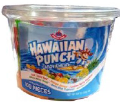 Hawaiian Punch Assorted Chewy Candy 100ct tub, 28.2 oz, individually wrapped tropical fruit chews