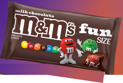 M&M's Milk Chocolate Fun Size Candy 10.53 oz, 16 individually wrapped fun size pouches with colorful candy shells