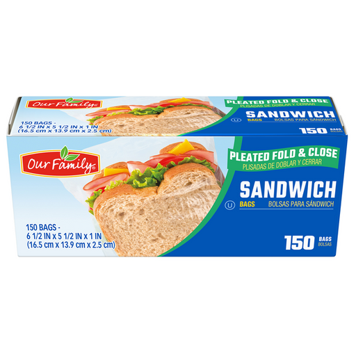 SpartanNash Generic Sandwich Bags box, 150-count, clear resealable food storage bags for everyday use