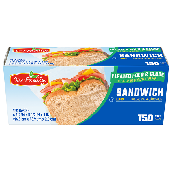 SpartanNash Generic Sandwich Bags box, 150-count, clear resealable food storage bags for everyday use