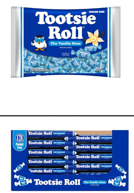 Tootsie Roll Vanilla Flavored Candy 16 oz bag with individually wrapped chewy vanilla candies