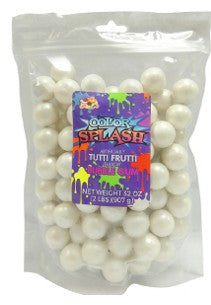ColorSplash Tutti Frutti Gumballs 2 lb white bag filled with bright colorful round gumballs