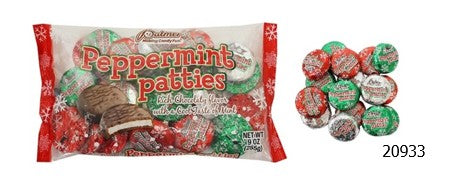 Peppermint Pattie Dark Chocolate Mint Candy 9 oz package with 12 individually wrapped peppermint patties