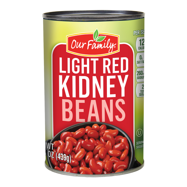 Our Family Light Red Kidney Beans 15 oz can front label
