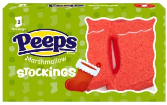 Peeps Marshmallow Stocking Shapes 1.5 oz pack with 3 stocking-shaped sugar-coated marshmallow holiday treats