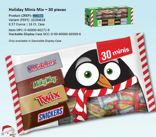 M&M's Holiday Minis Chocolate Candies 8.57 oz 30-count tubes in festive seasonal colors