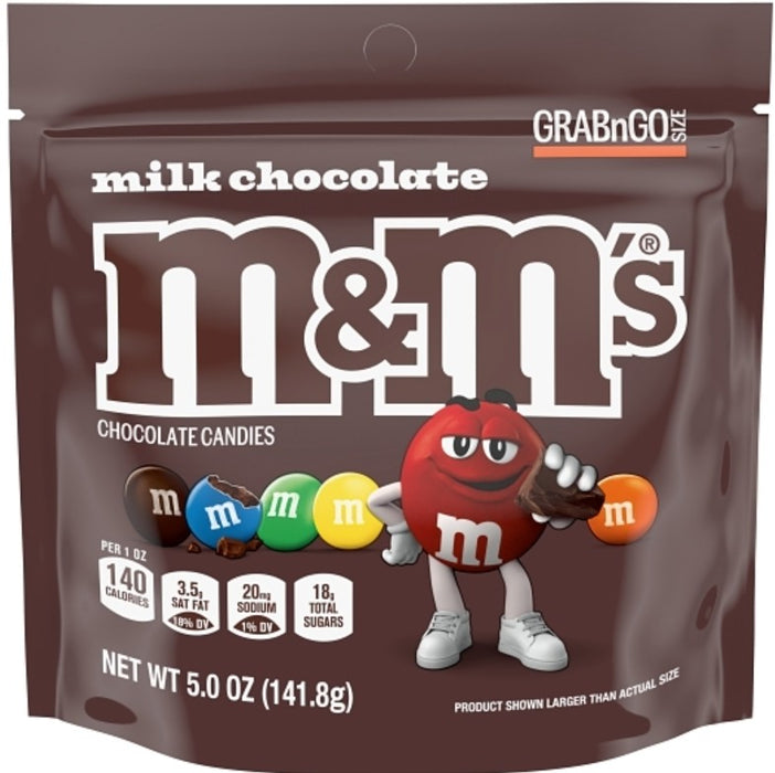 M&M's Plain Milk Chocolate Candies 5 oz bag front packaging