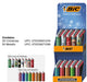 BIC 2-Tier Winter Holiday Display featuring 100 festive seasonal lighters in holiday-themed designs
