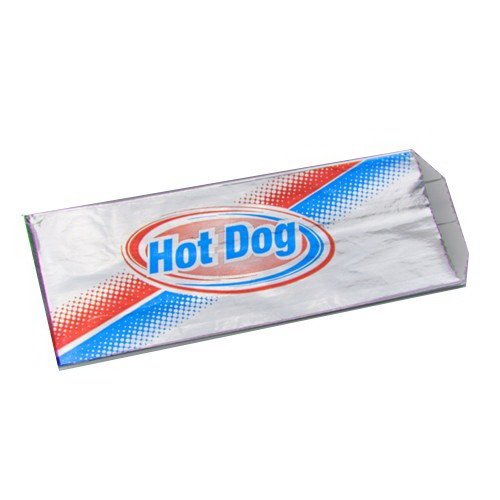 Walco hot dog foil bags, grease-resistant heat-retaining food service packaging for concession stands and convenience stores