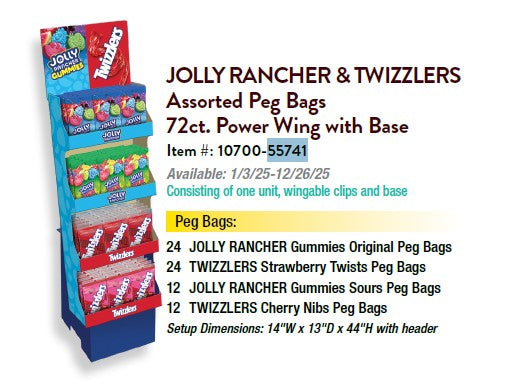 Jolly Rancher Twizzler 3n1 Shipper Peg Bags Floor Shippers 72ct