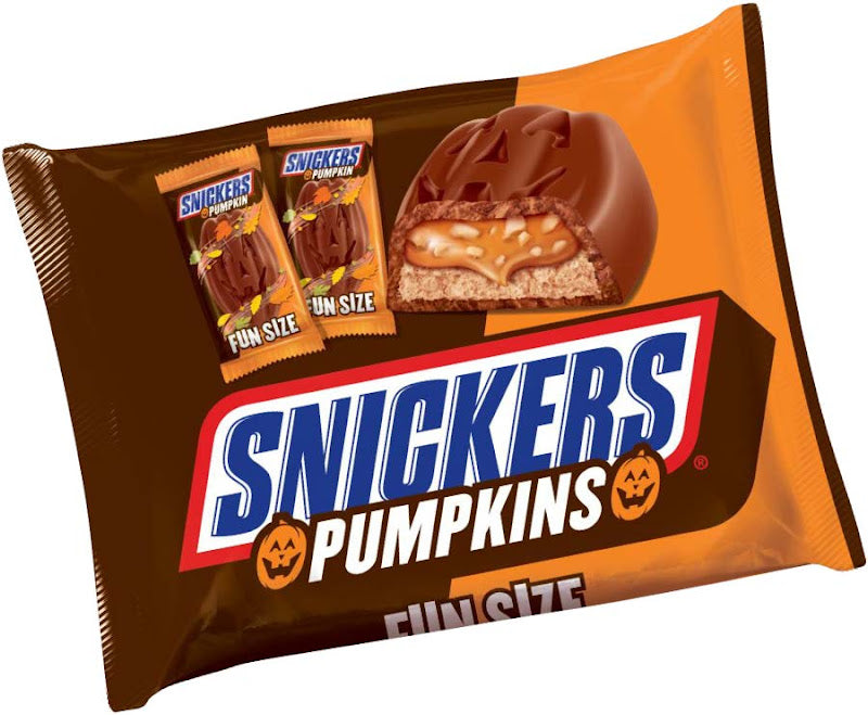 Snickers Pumpkins milk chocolate Halloween candy in festive pumpkin shape, 5.5 oz package