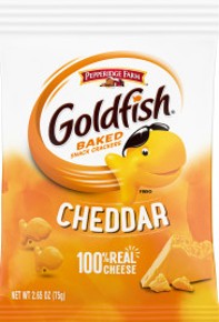 Pepperidge Farm Goldfish Cheddar Crackers 2.65oz single-serve bag, 8-count wholesale case for retail snack displays
