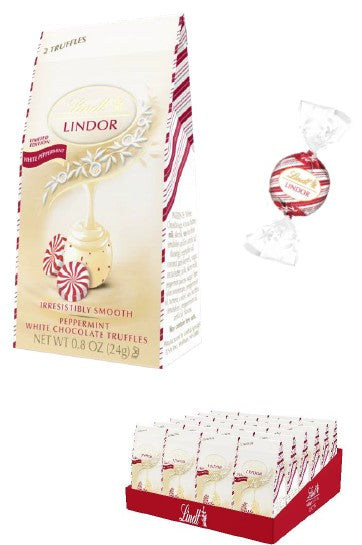 Lindt Lindor White Chocolate Peppermint Truffle Mini Bag 0.8 oz single-serve candy bag