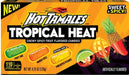 Hot Tamales Tropical Heat chewy candy theater box 4.25 oz with colorful tropical and fiery branding
